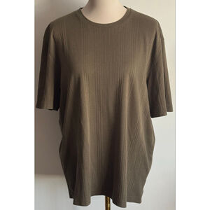 Men's Claiborne Olive Green Ribbed Short Sleeve Tee XL